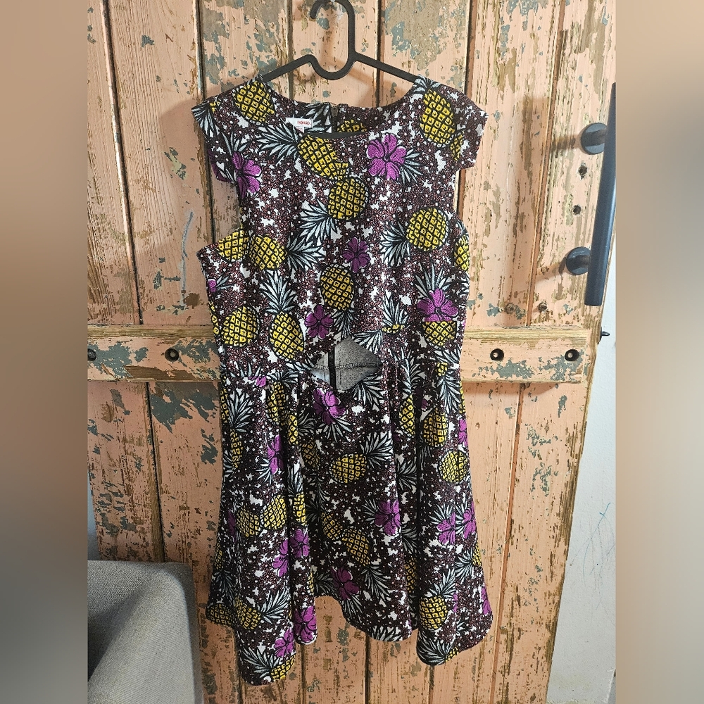 Floral and Pineapple Print Dress